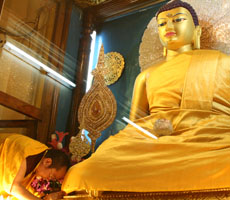 Tai Situ Rinpoche Prostrating in front of The Buddha